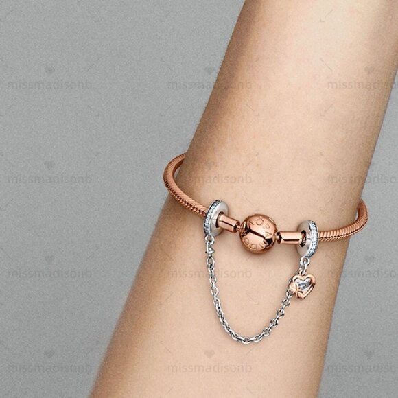 Pandora Family Heart Safety Chain Charm - Picture 3 of 3